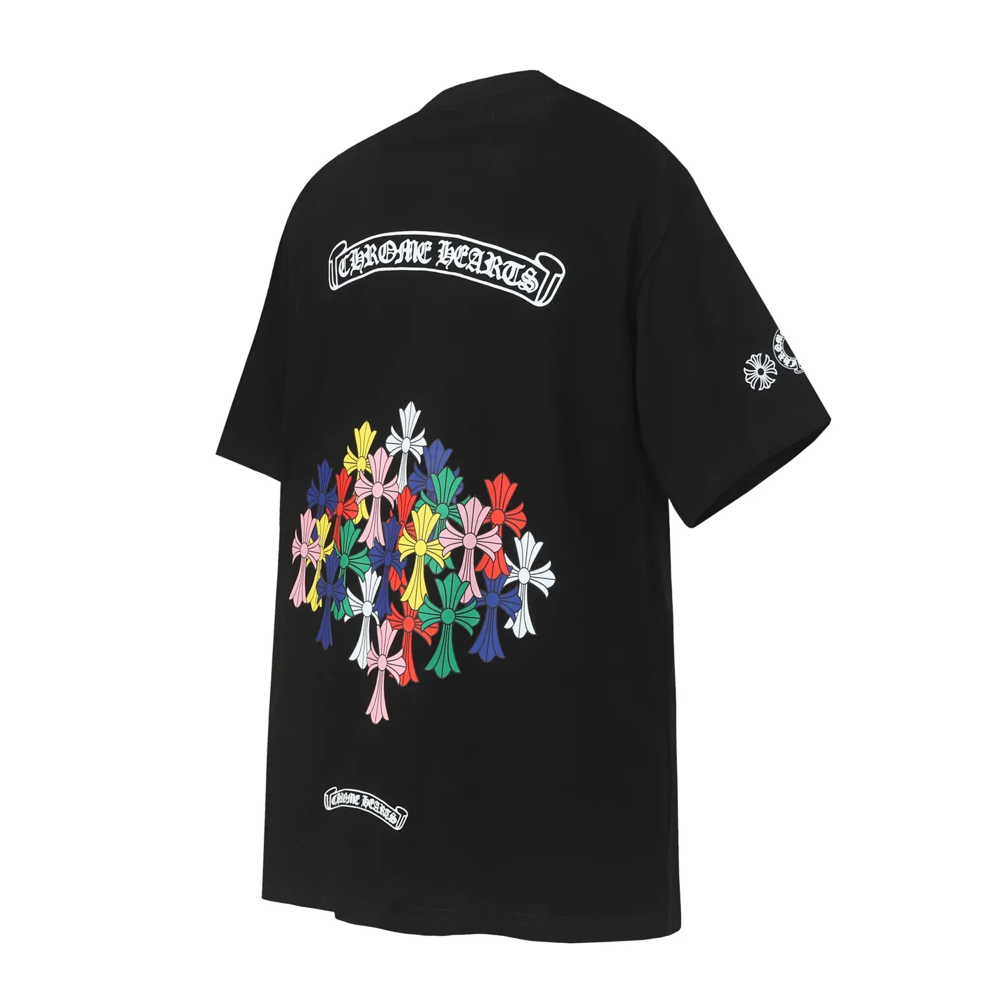 P160 -Chrome Hearts/Chrome Hearts 23ss color cross✝️Sanskrit letter printed short-sleeved T-shirt -High weight, high density and high quality. The wool is soft, delicate and skin-friendly. It feels soft and silky. It has excellent warmth and skin-friendly properties.